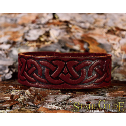  Leather Bracelet Cuff Wristband  Celtic Knotwork  Vikings Nordic Talisman Amulet  Carving Leather 